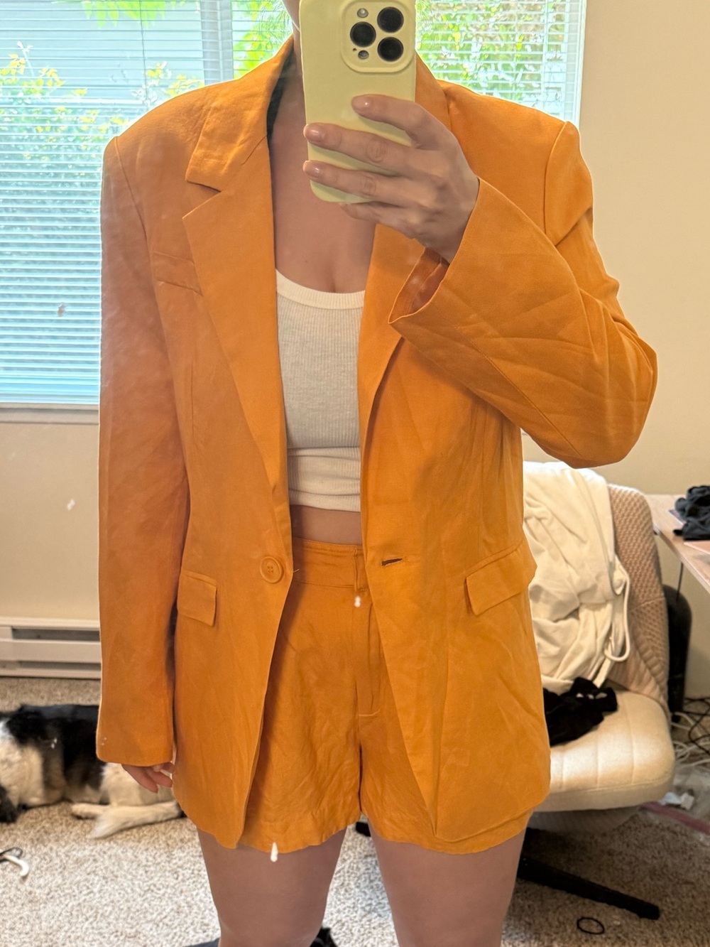 Astr Oversized Orange Blazer and Matching Shorts Set